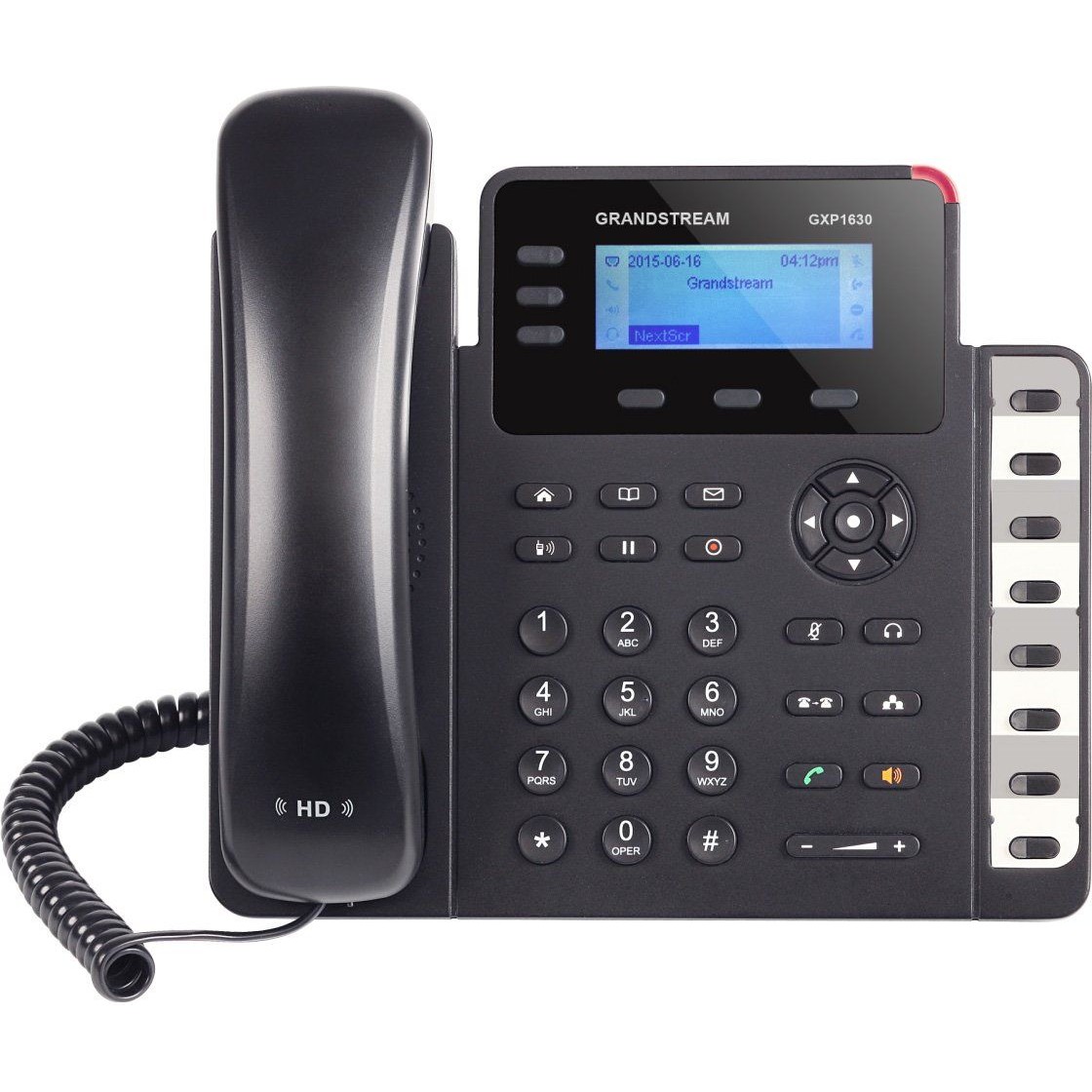 SIP-телефон Grandstream GXP1630, подключённый к сети и питанию